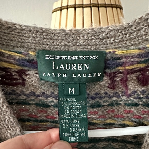 Lauren Ralph Lauren Multicolor Patterned Cardigan Vintage Hand knit - Picture 2 of 11